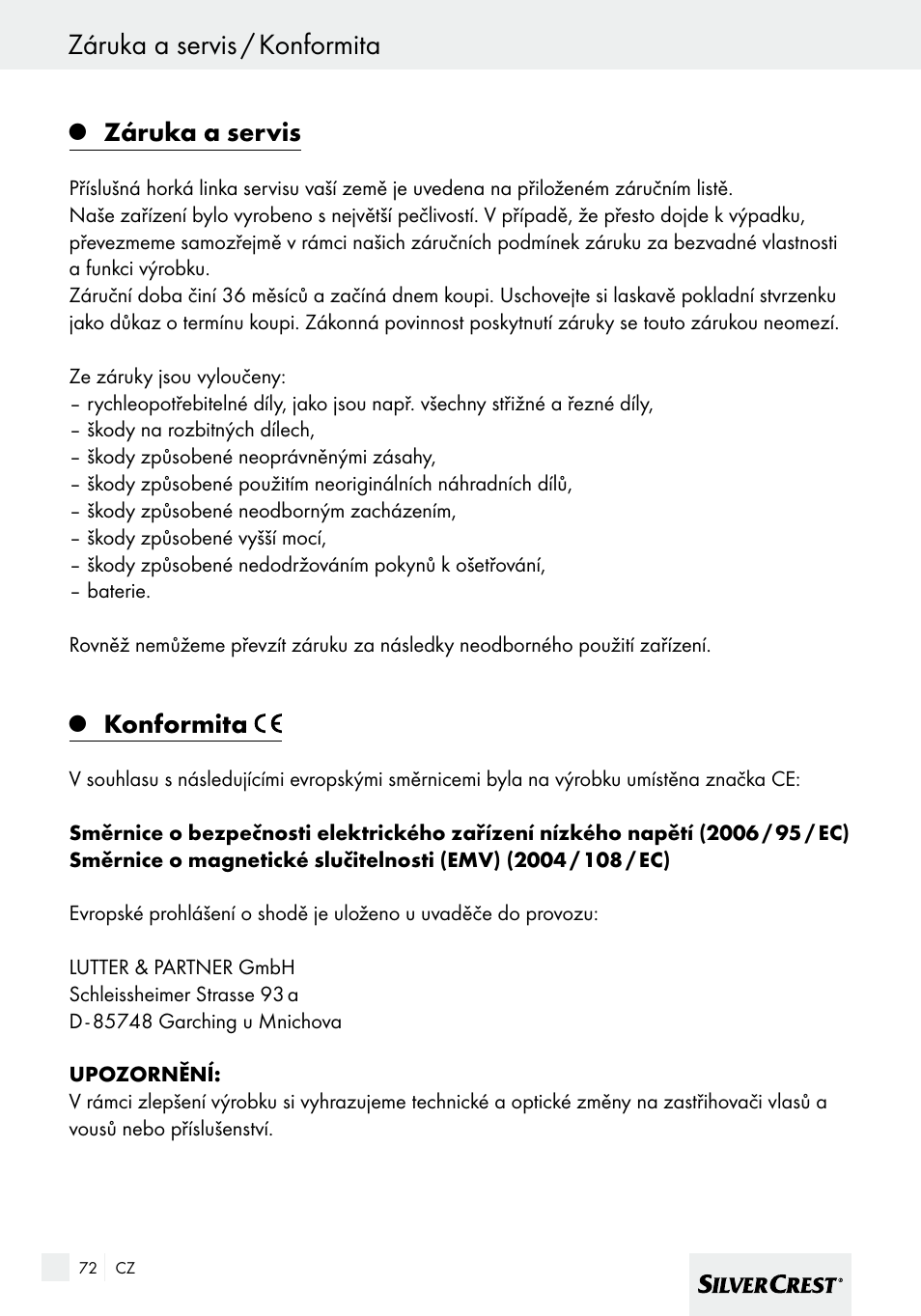 Záruka a servis / konformita, Záruka a servis, Konformita | Silvercrest SHBS 600 A1 User Manual | Page 72 / 101