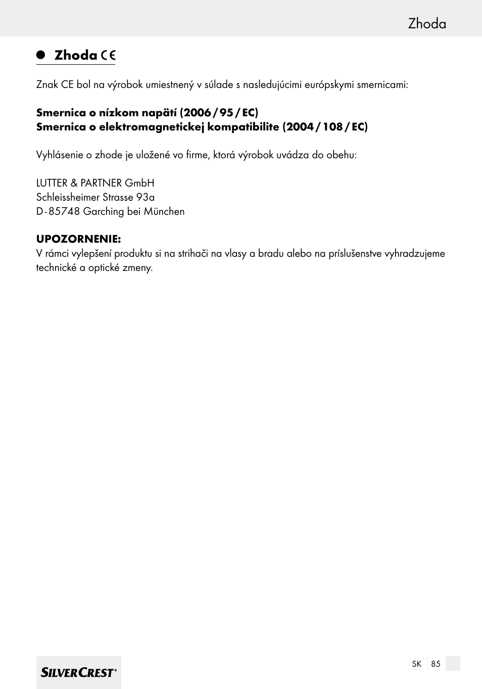 Zhoda | Silvercrest SHBS 600 A1 User Manual | Page 85 / 101