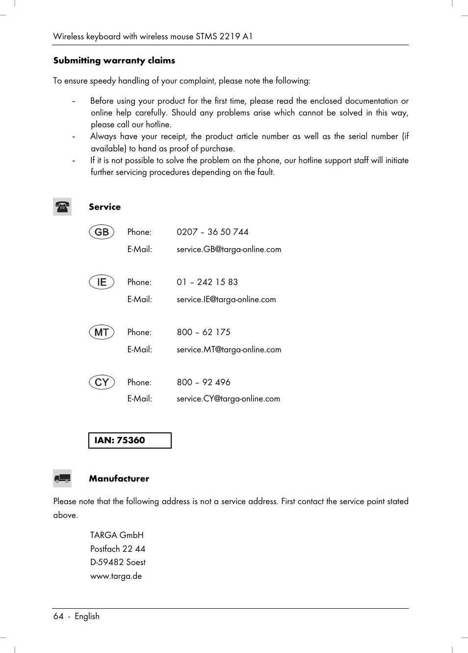 Silvercrest STMS 2219 A1 User Manual | Page 66 / 88