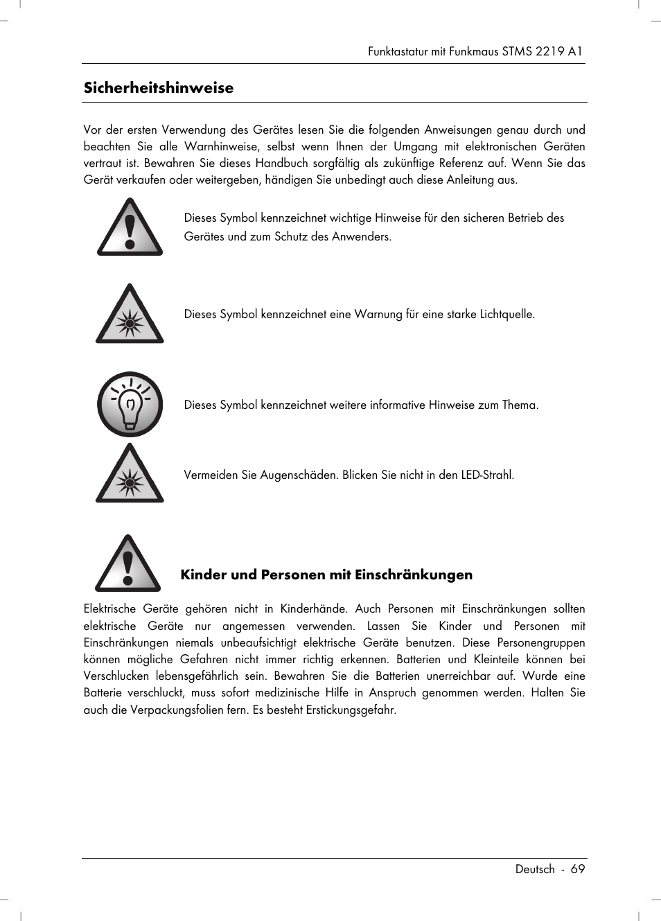 Sicherheitshinweise | Silvercrest STMS 2219 A1 User Manual | Page 71 / 88