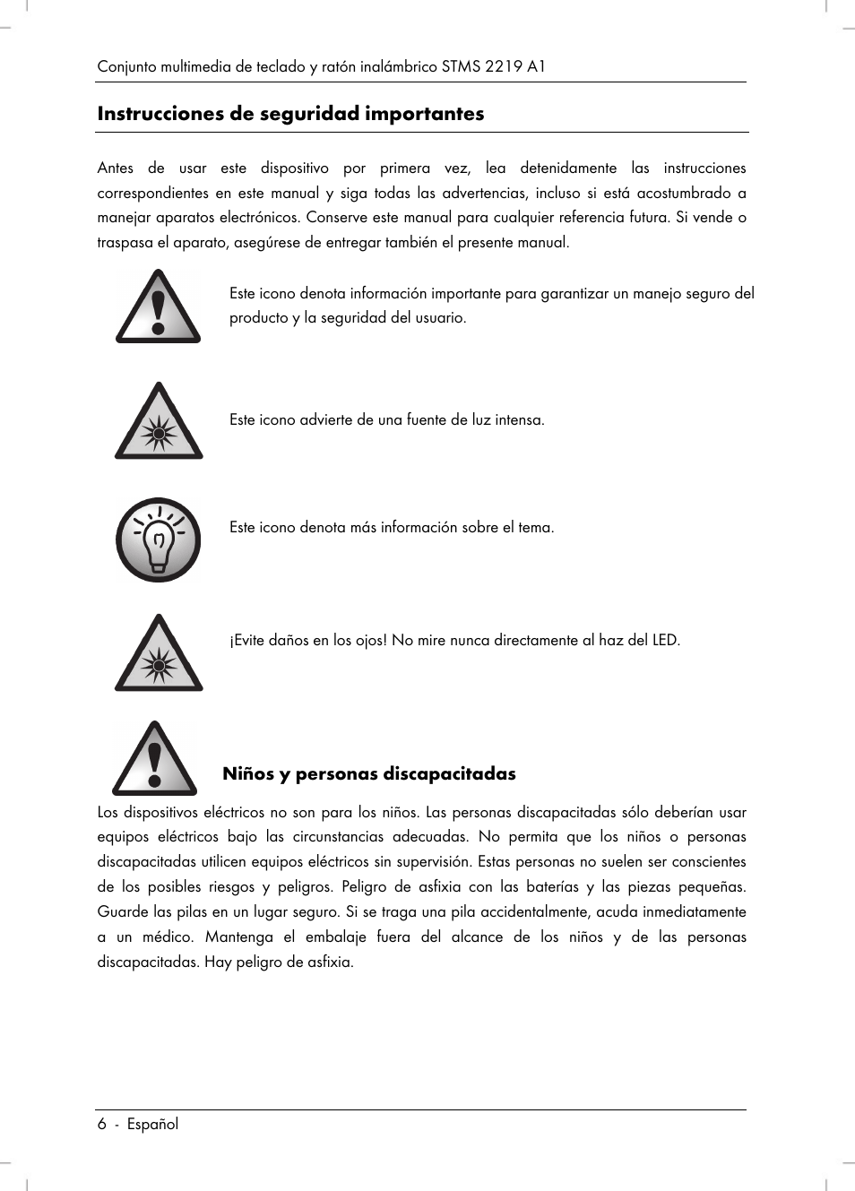 Instrucciones de seguridad importantes | Silvercrest STMS 2219 A1 User Manual | Page 8 / 88