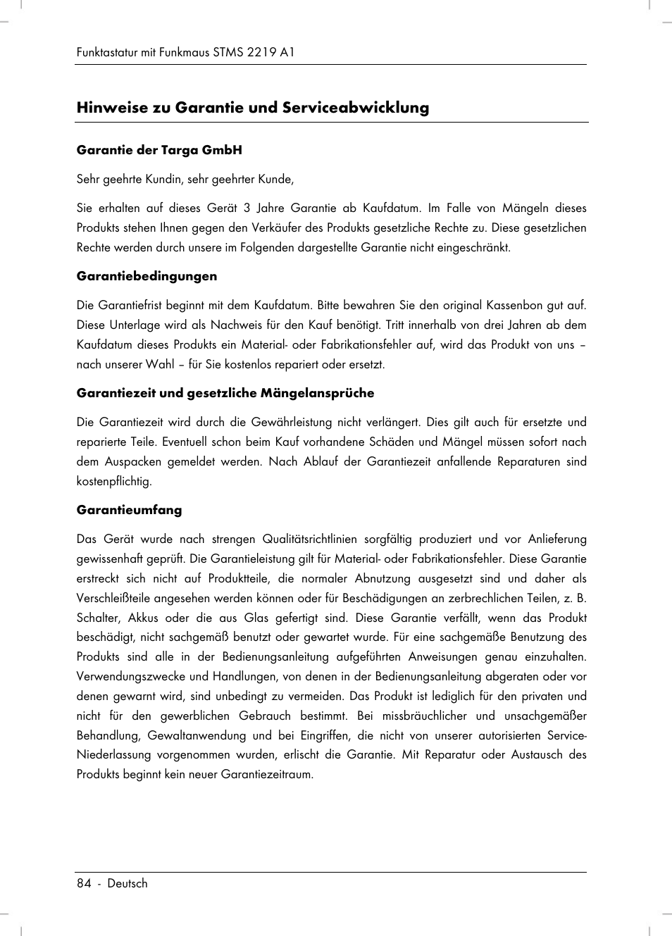 Hinweise zu garantie und serviceabwicklung | Silvercrest STMS 2219 A1 User Manual | Page 86 / 88