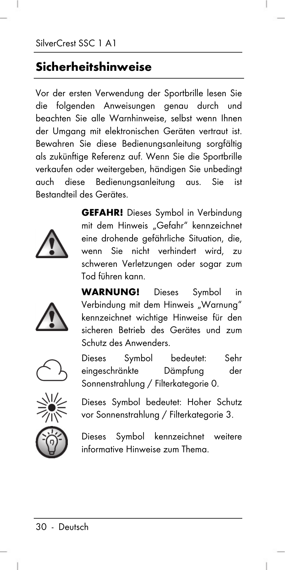 Sicherheitshinweise | Silvercrest SSC 1 A1 User Manual | Page 32 / 74