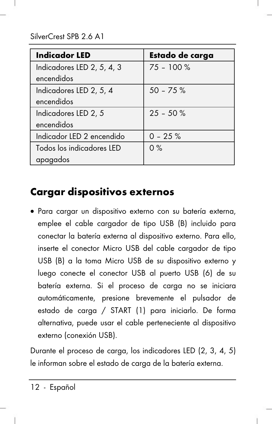 Cargar dispositivos externos | Silvercrest SPB 2.6 A1 User Manual | Page 14 / 78