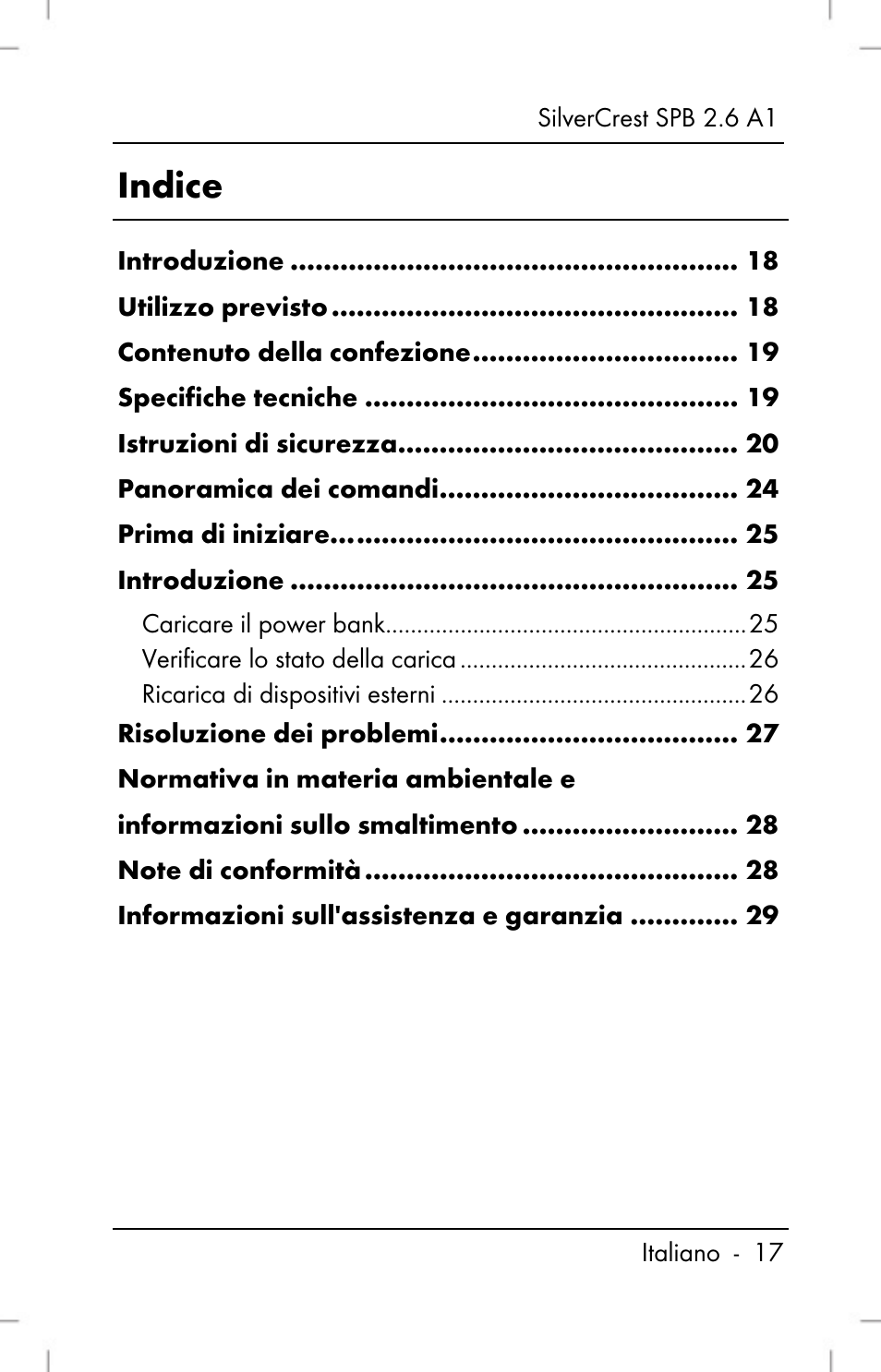 Indice | Silvercrest SPB 2.6 A1 User Manual | Page 19 / 78