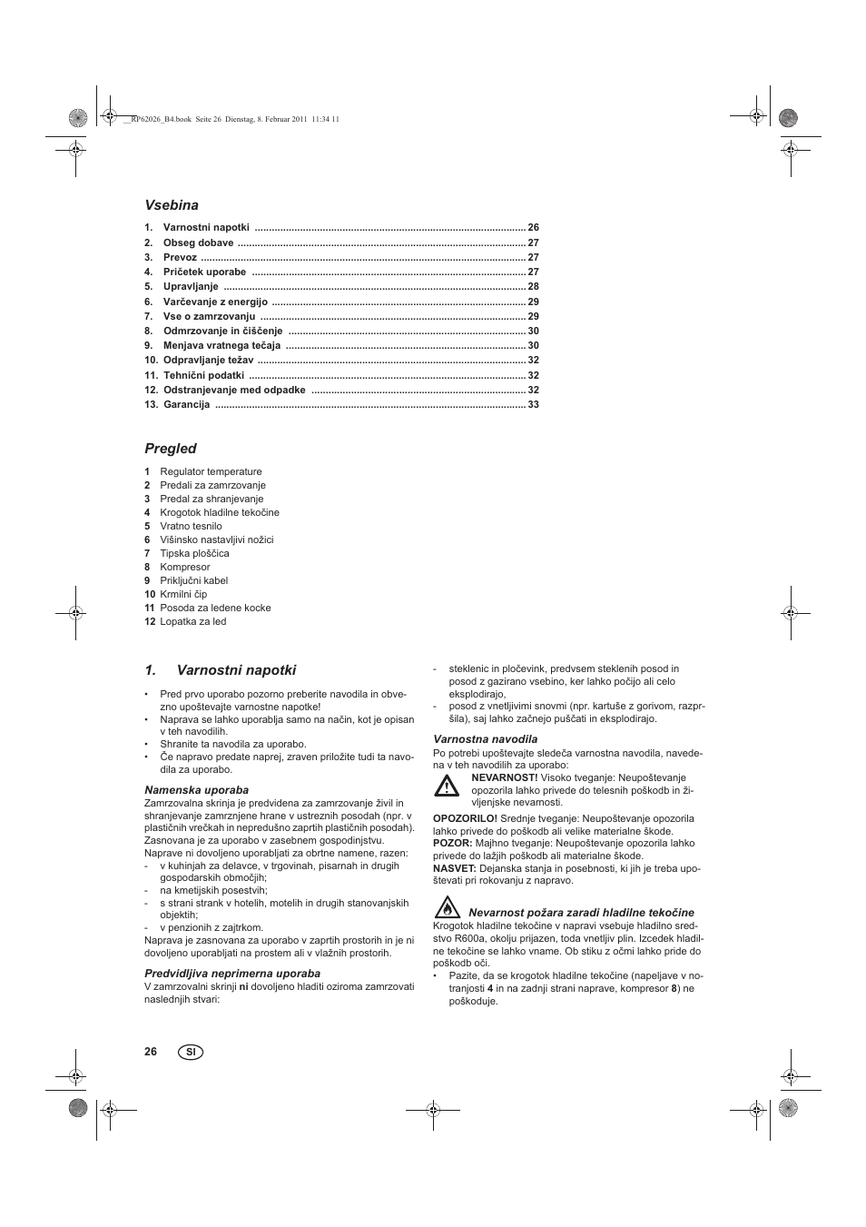 Vsebina, Pregled, Varnostni napotki | Silvercrest STG 70 B2 User Manual | Page 28 / 62