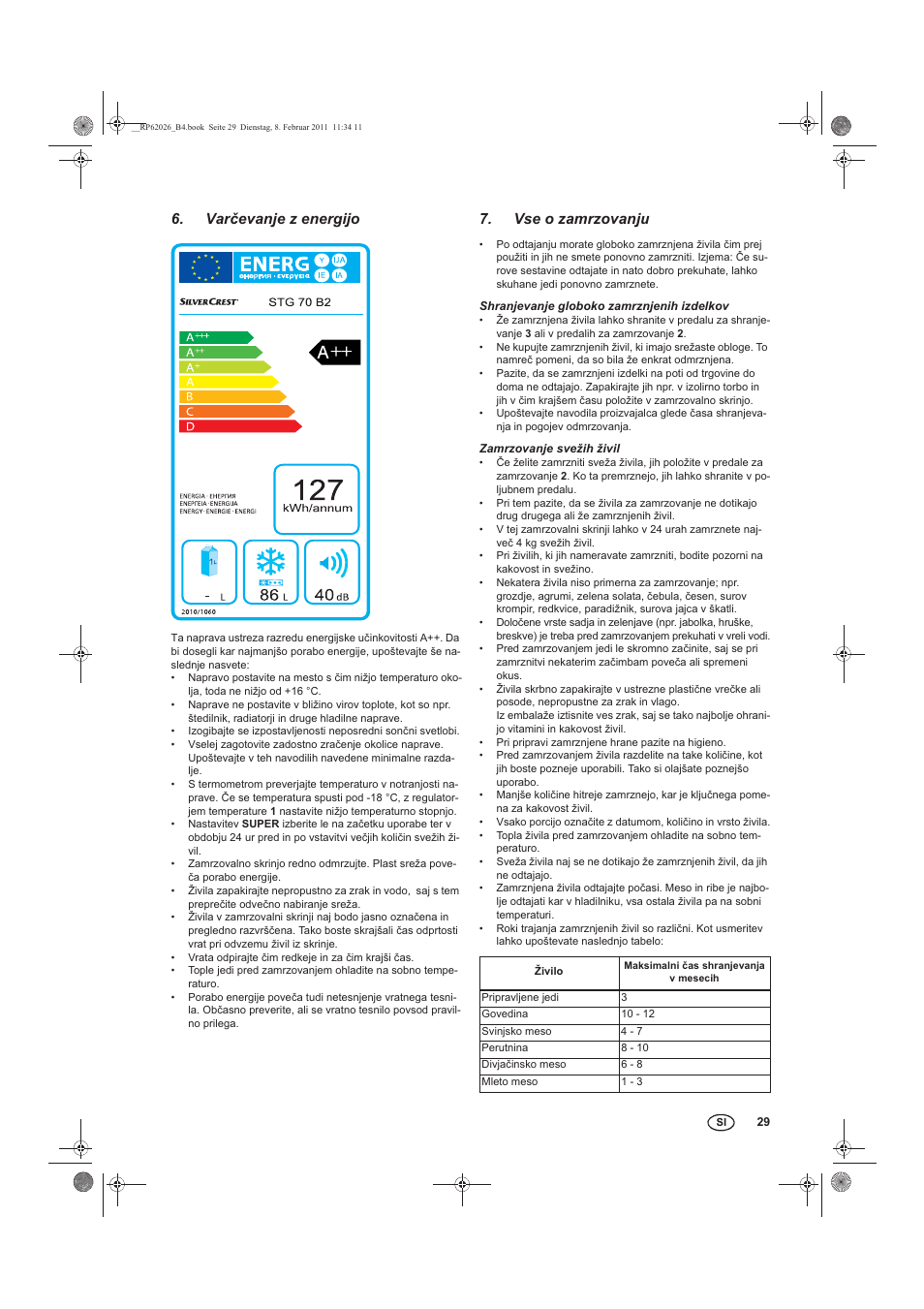 Varevanje z energijo, Vse o zamrzovanju | Silvercrest STG 70 B2 User Manual | Page 31 / 62