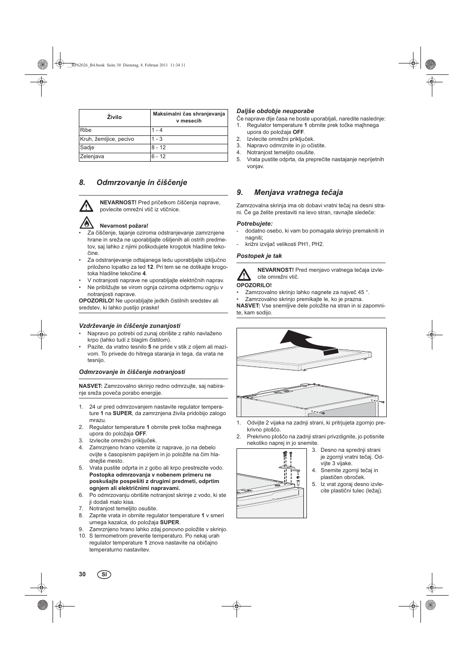 Odmrzovanje in išenje, Menjava vratnega teaja | Silvercrest STG 70 B2 User Manual | Page 32 / 62