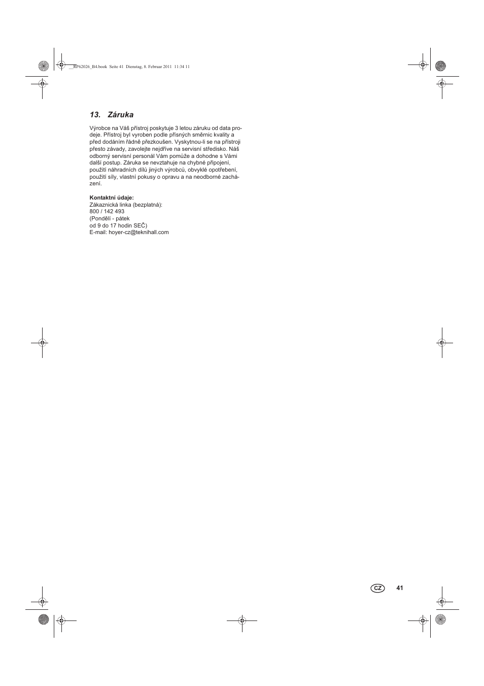 Záruka | Silvercrest STG 70 B2 User Manual | Page 43 / 62