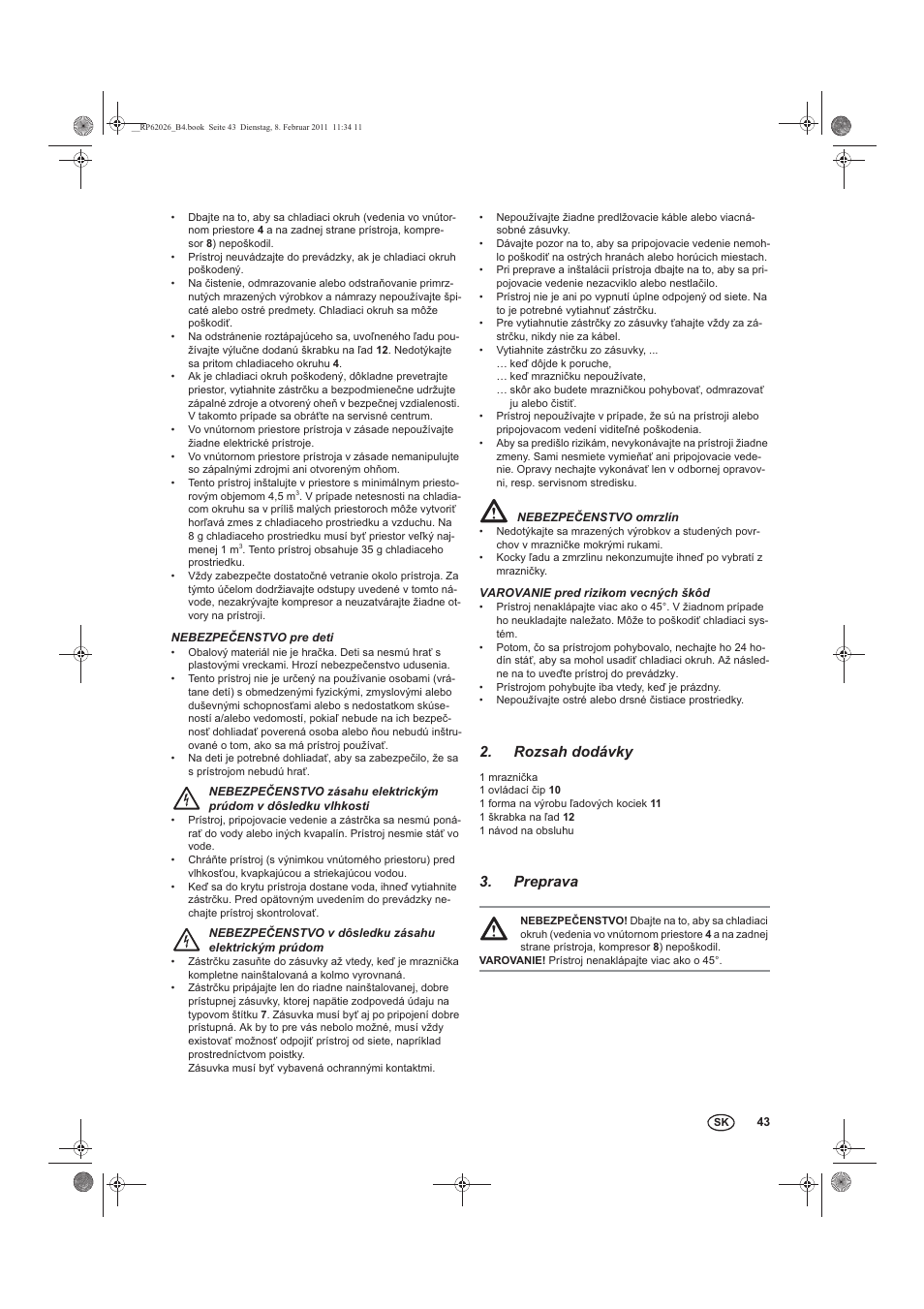 Rozsah dodávky, Preprava | Silvercrest STG 70 B2 User Manual | Page 45 / 62