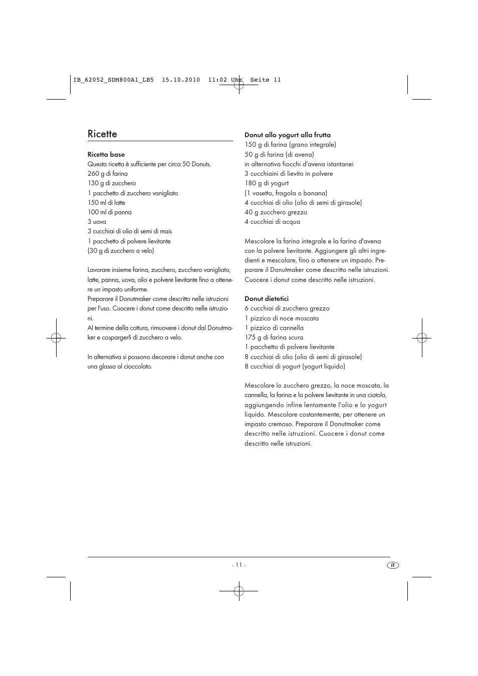 Ricette | Silvercrest SDM 800 A1 User Manual | Page 13 / 32