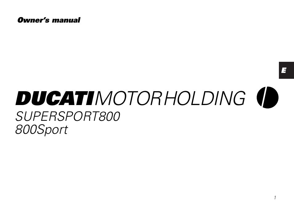Ducati MOTORHOLDING 800SPORT User Manual | 84 pages