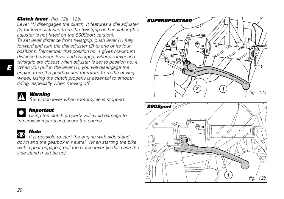Ducati MOTORHOLDING 800SPORT User Manual | Page 20 / 84