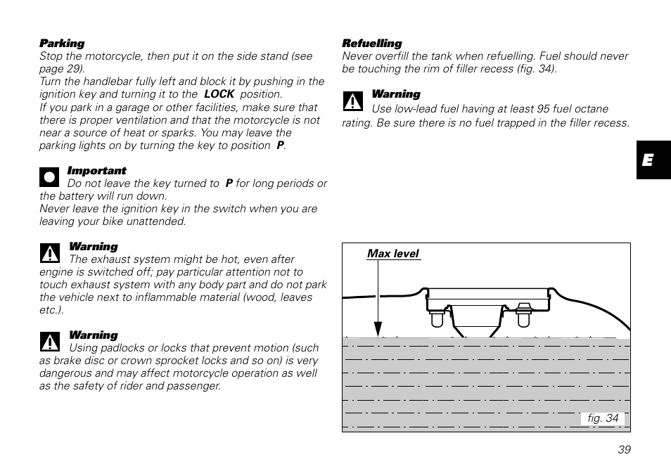 Ducati MOTORHOLDING 800SPORT User Manual | Page 39 / 84