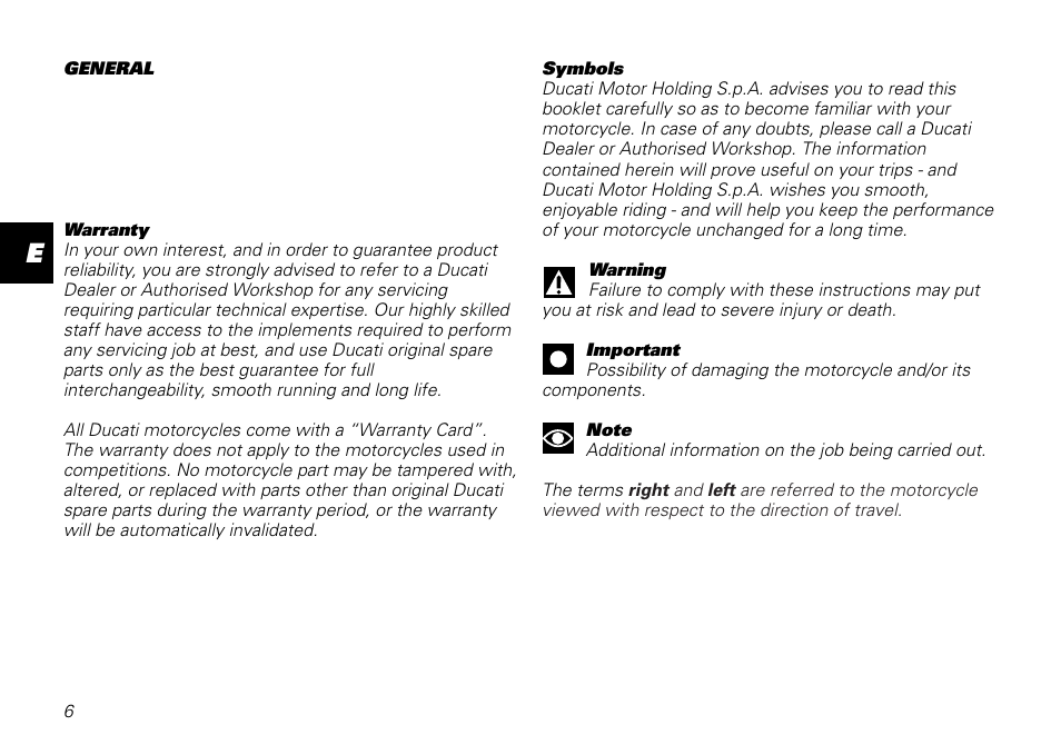 Ducati MOTORHOLDING 800SPORT User Manual | Page 6 / 84