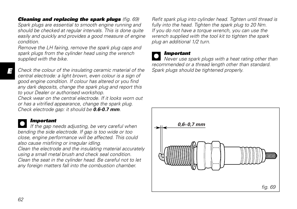 Ducati MOTORHOLDING 800SPORT User Manual | Page 62 / 84