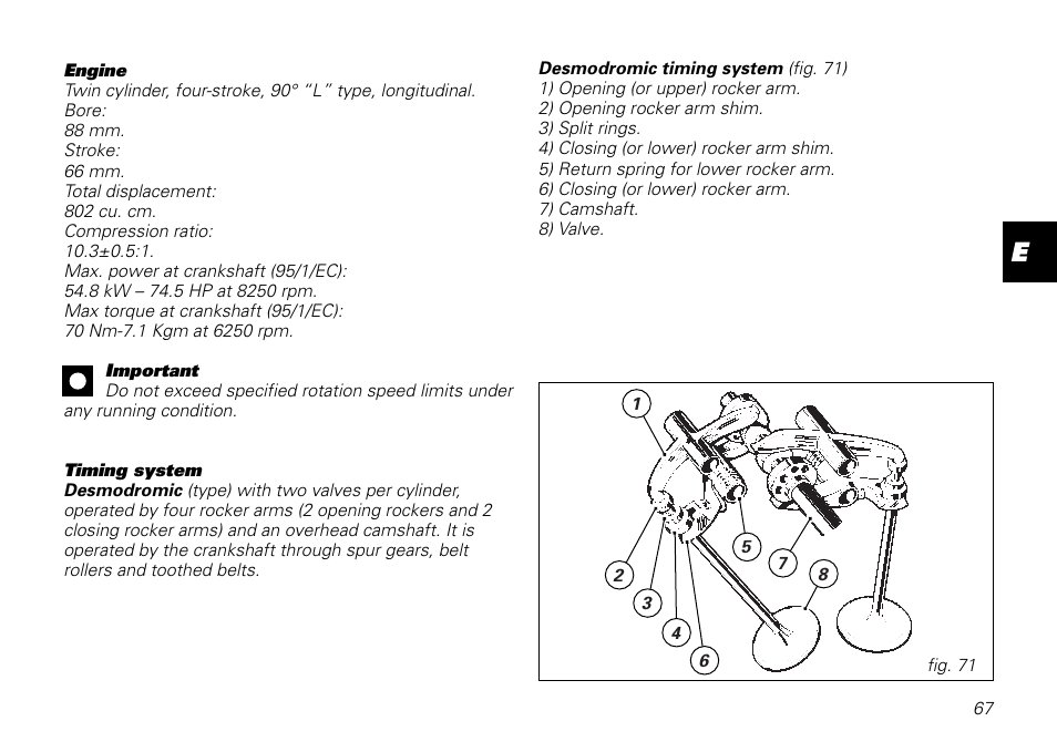 Ducati MOTORHOLDING 800SPORT User Manual | Page 67 / 84