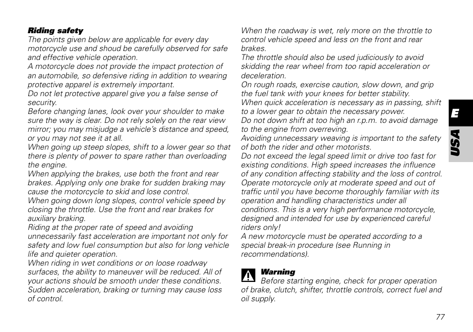 Eusa | Ducati MOTORHOLDING 800SPORT User Manual | Page 77 / 84