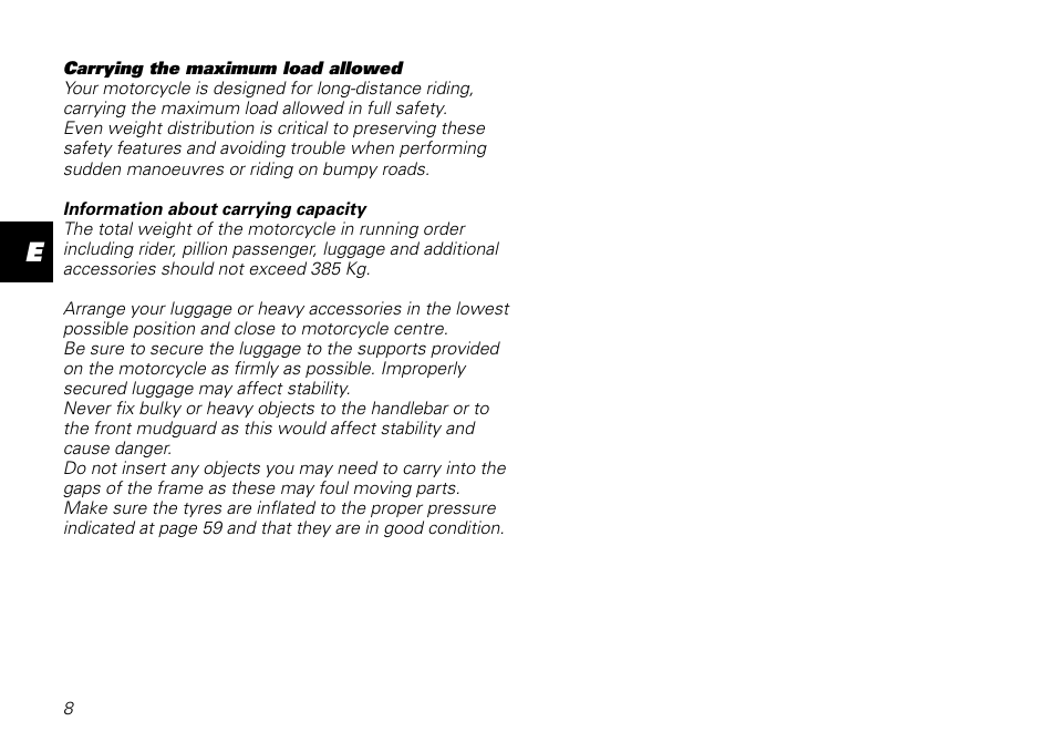 Ducati MOTORHOLDING 800SPORT User Manual | Page 8 / 84