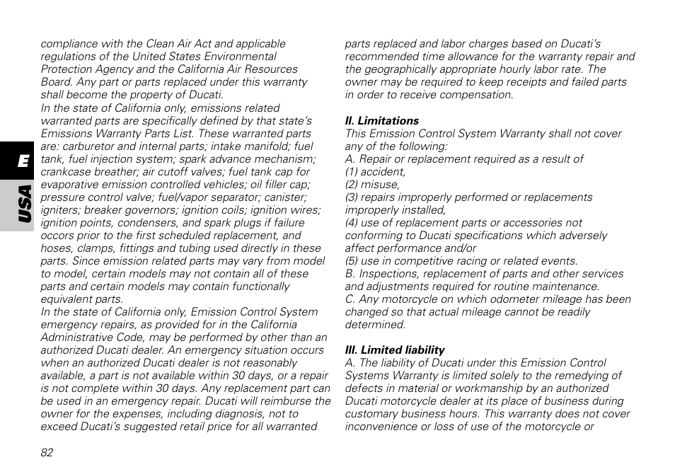 Eusa | Ducati MOTORHOLDING 800SPORT User Manual | Page 82 / 84