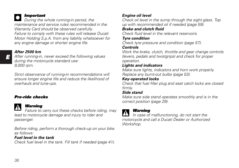 Ducati MONSTER 620 User Manual | Page 36 / 84