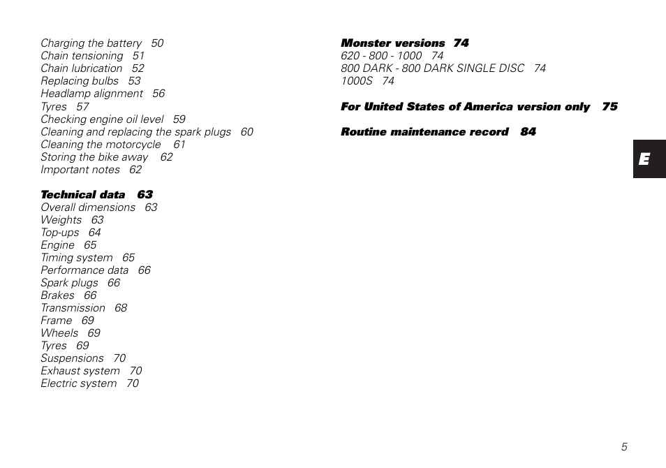 Ducati MONSTER 620 User Manual | Page 5 / 84