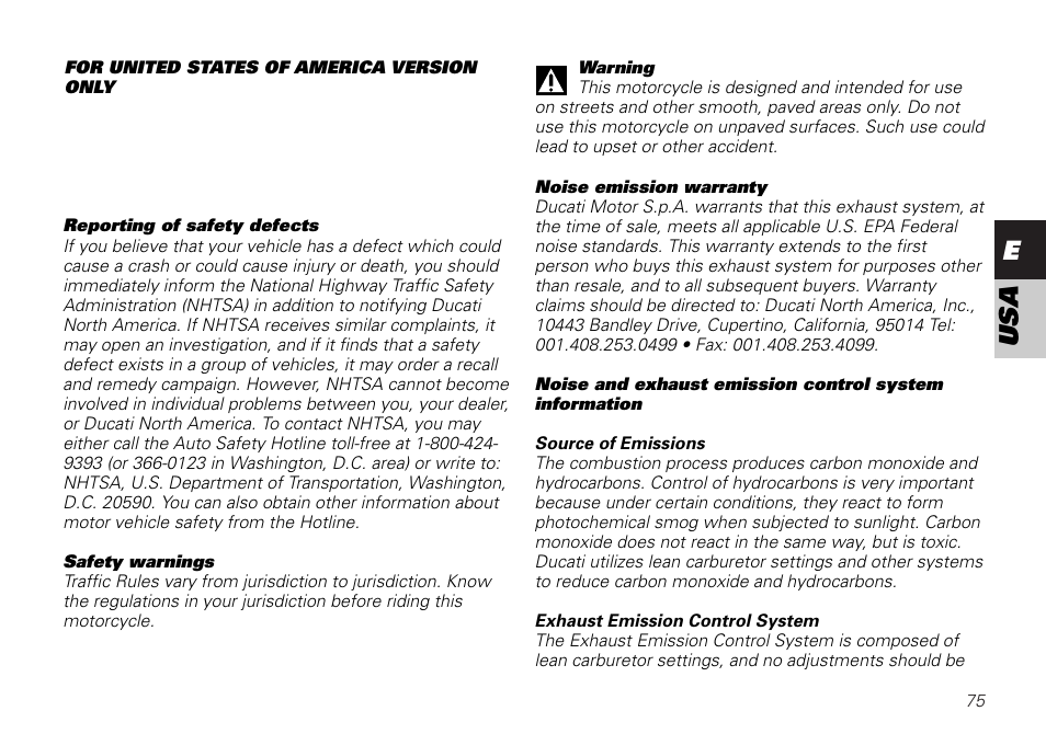 Eusa | Ducati MONSTER 620 User Manual | Page 75 / 84