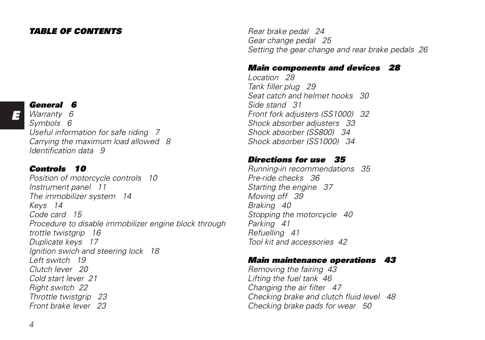 Ducati SUPERSPORT 800 User Manual | Page 4 / 86