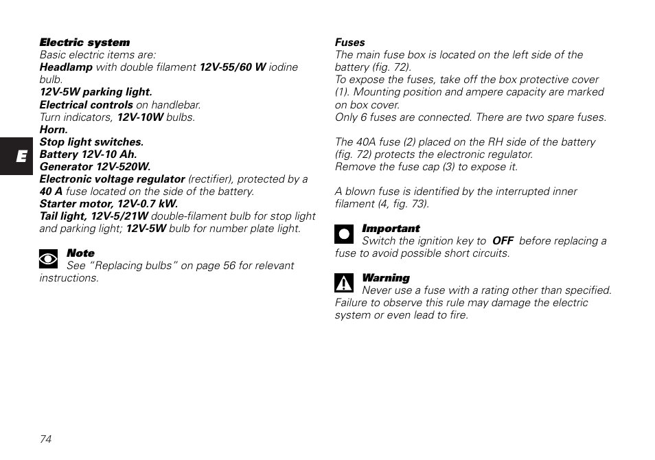 Ducati SUPERSPORT 800 User Manual | Page 74 / 86