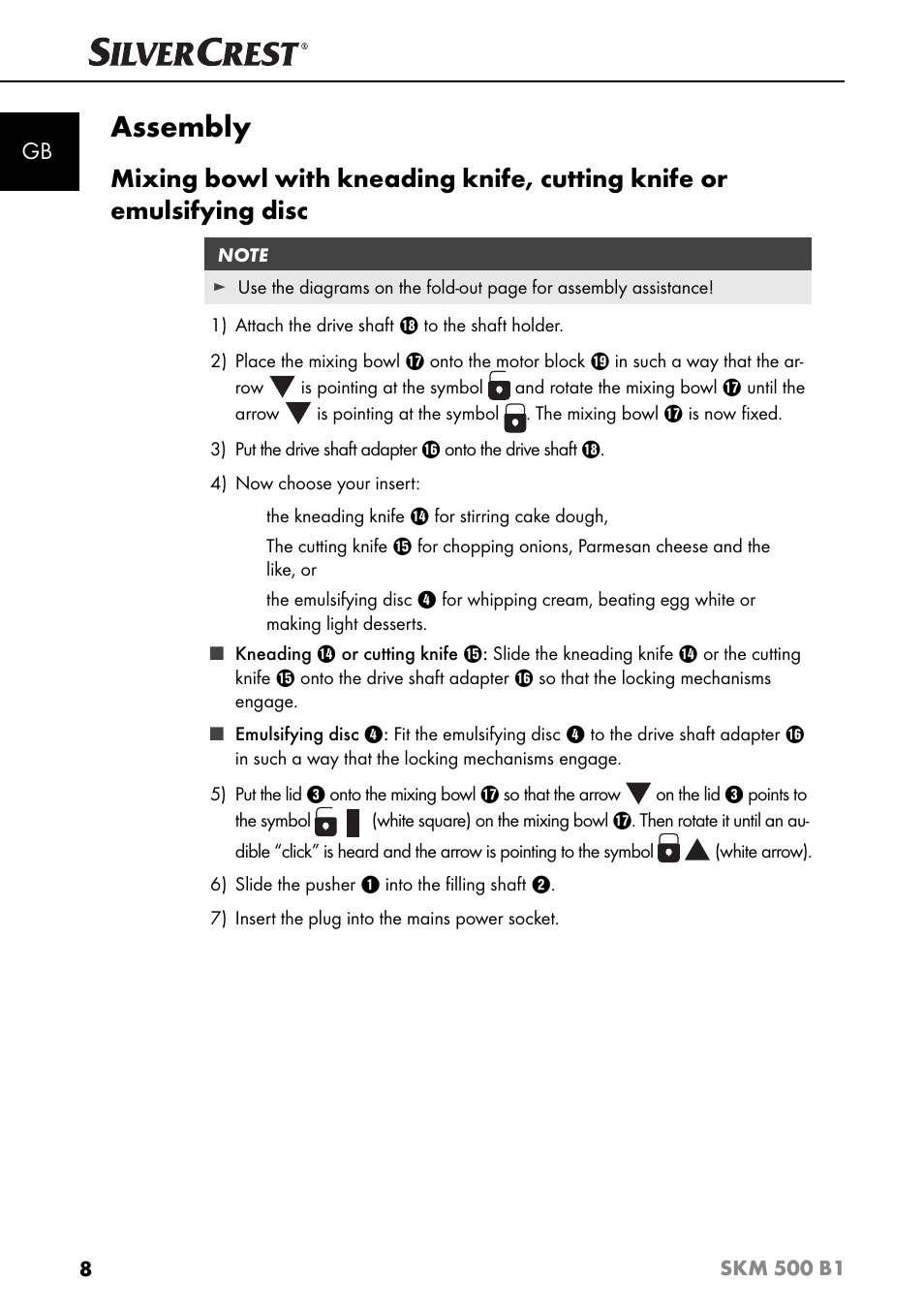 Assembly | Silvercrest SKM 500 B1 User Manual | Page 11 / 193