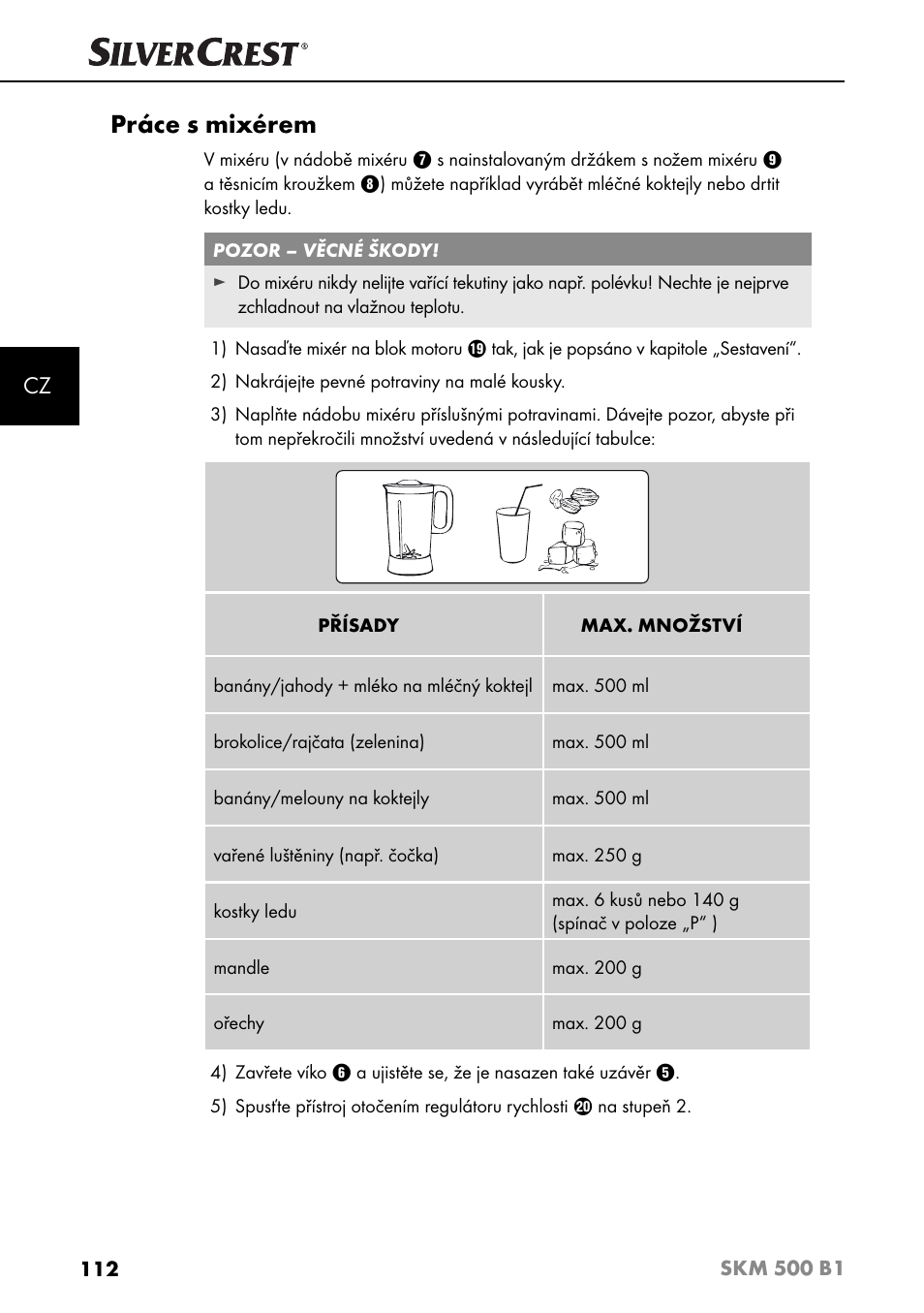 Práce s mixérem | Silvercrest SKM 500 B1 User Manual | Page 115 / 193