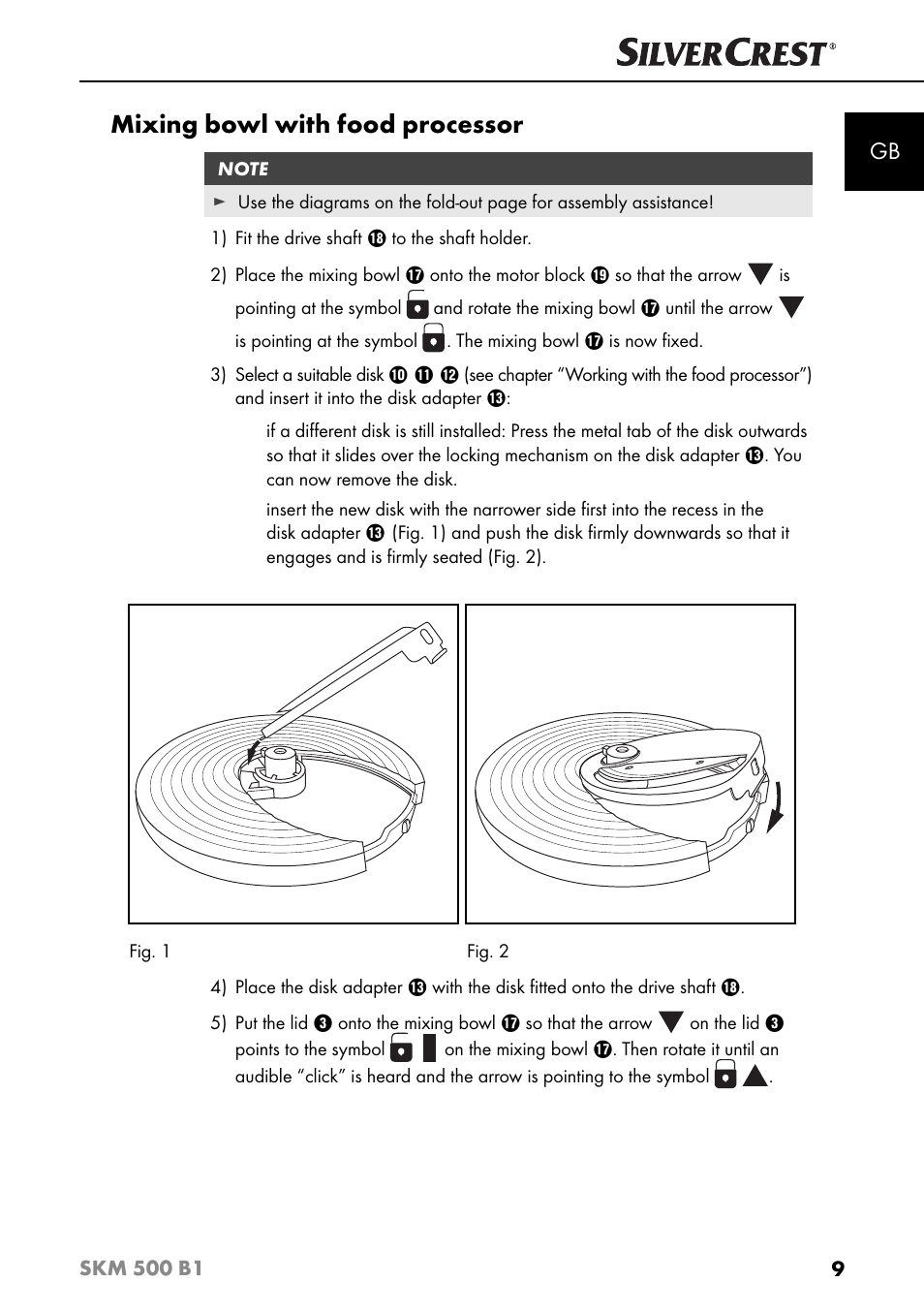 Mixing bowl with food processor | Silvercrest SKM 500 B1 User Manual | Page 12 / 193