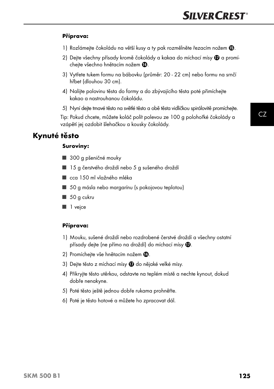 Kynuté těsto | Silvercrest SKM 500 B1 User Manual | Page 128 / 193