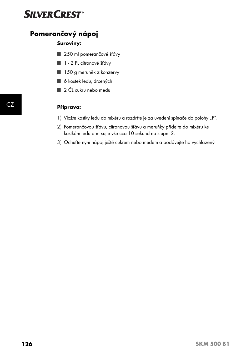 Pomerančový nápoj | Silvercrest SKM 500 B1 User Manual | Page 129 / 193