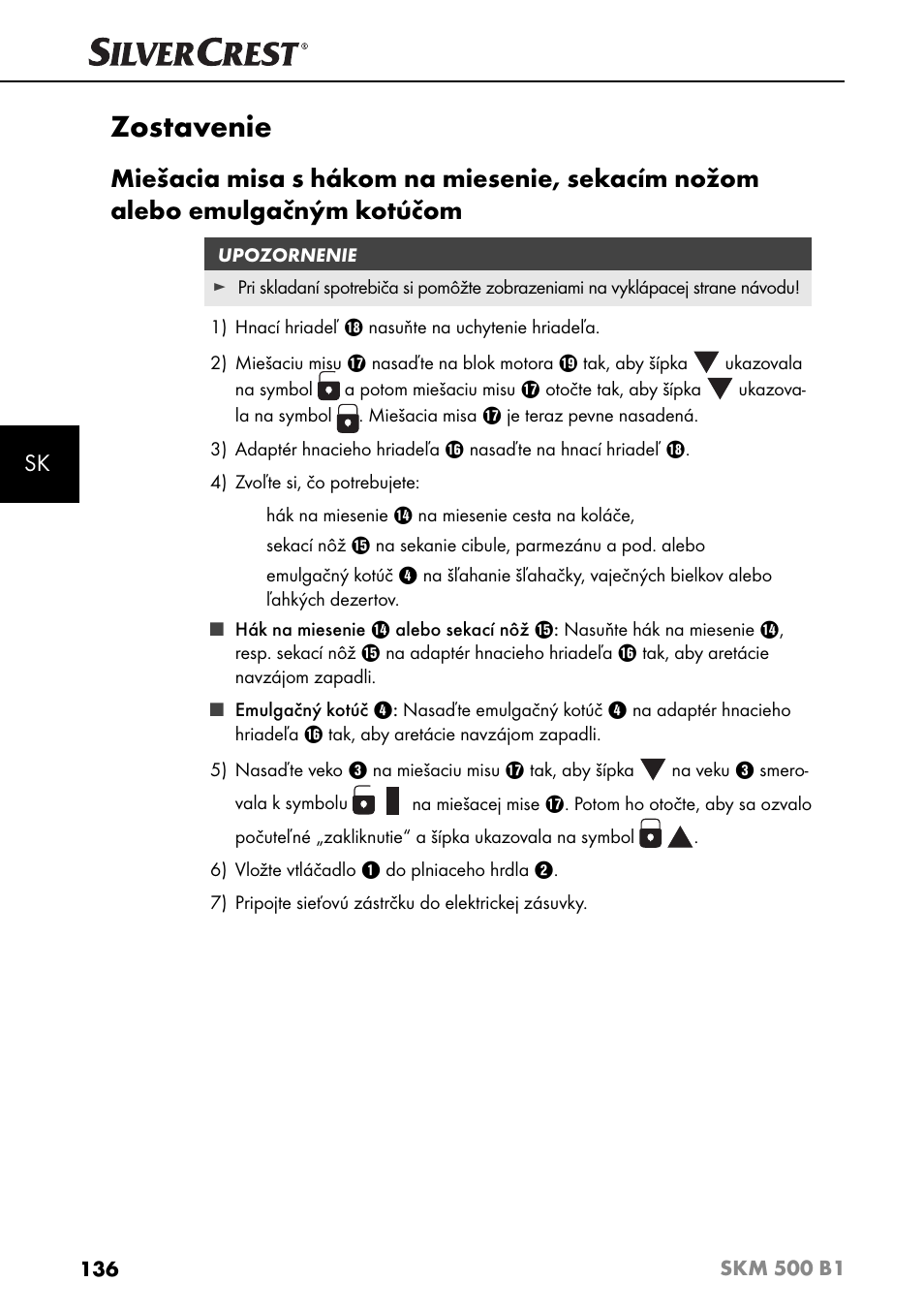 Zostavenie | Silvercrest SKM 500 B1 User Manual | Page 139 / 193