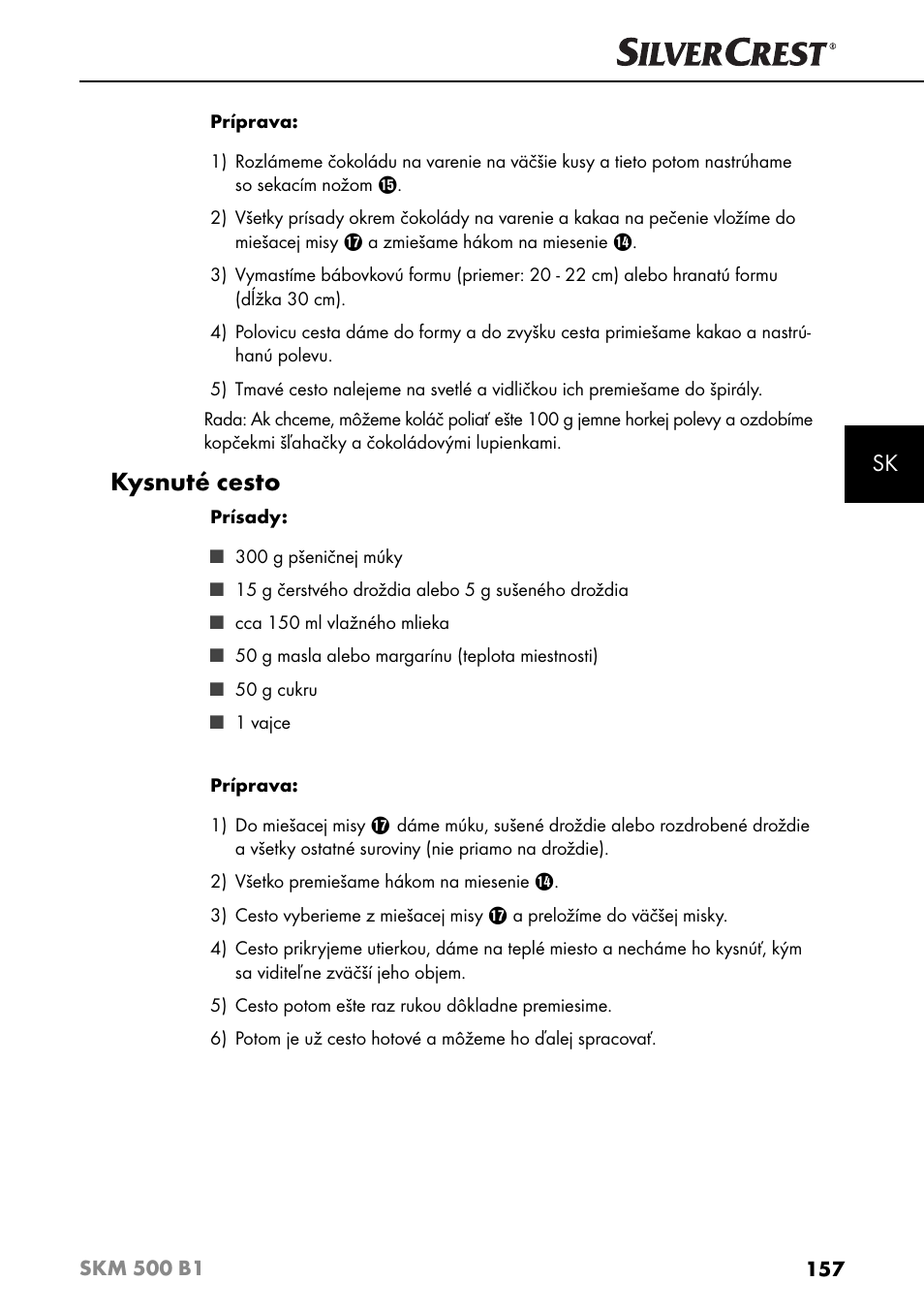 Kysnuté cesto | Silvercrest SKM 500 B1 User Manual | Page 160 / 193