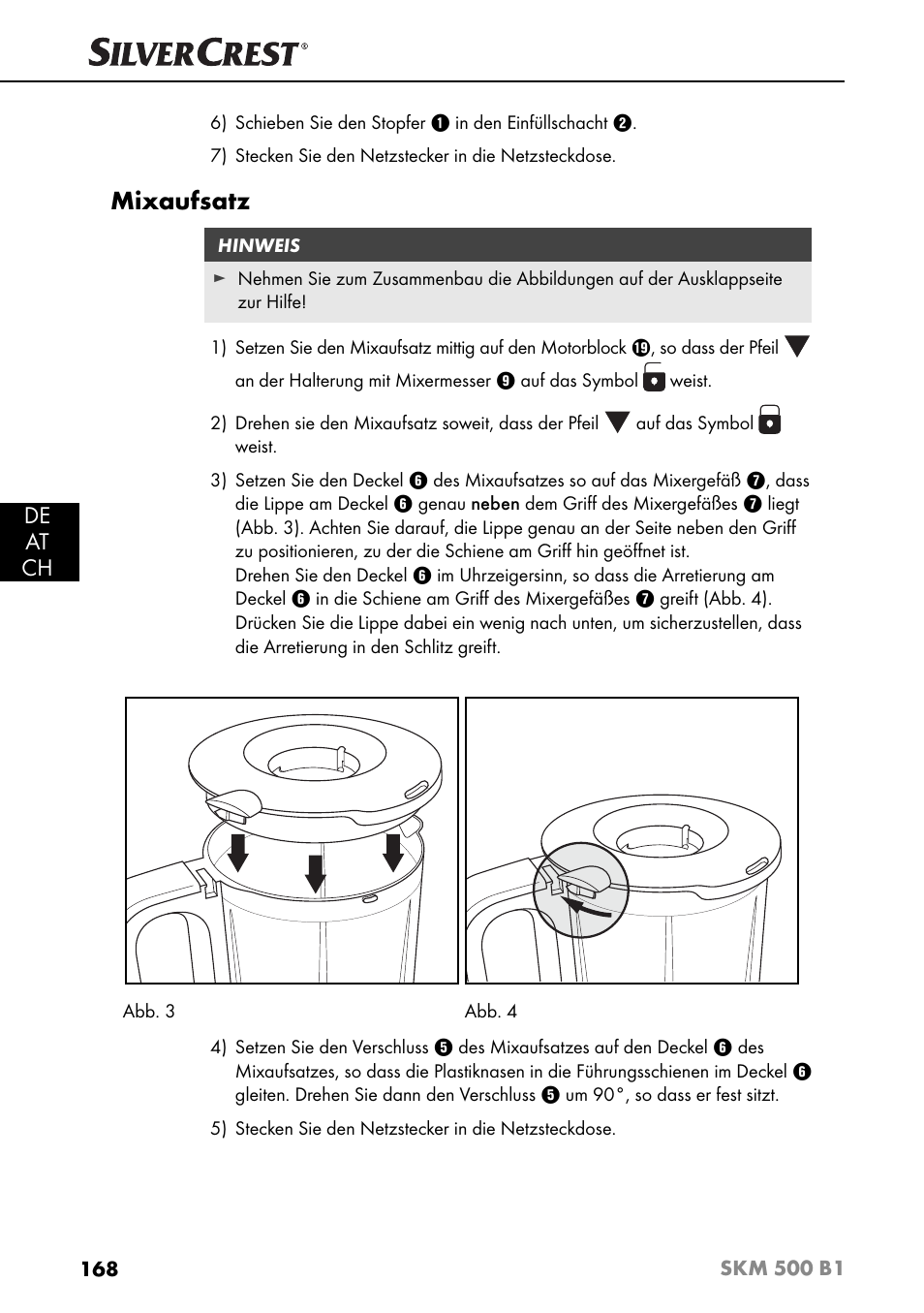 Mixaufsatz, De at ch | Silvercrest SKM 500 B1 User Manual | Page 171 / 193