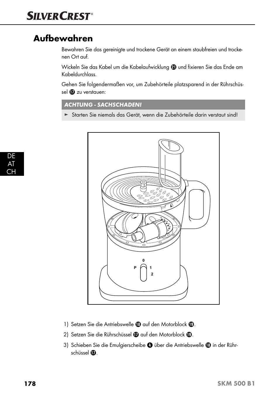 Aufbewahren, De at ch | Silvercrest SKM 500 B1 User Manual | Page 181 / 193