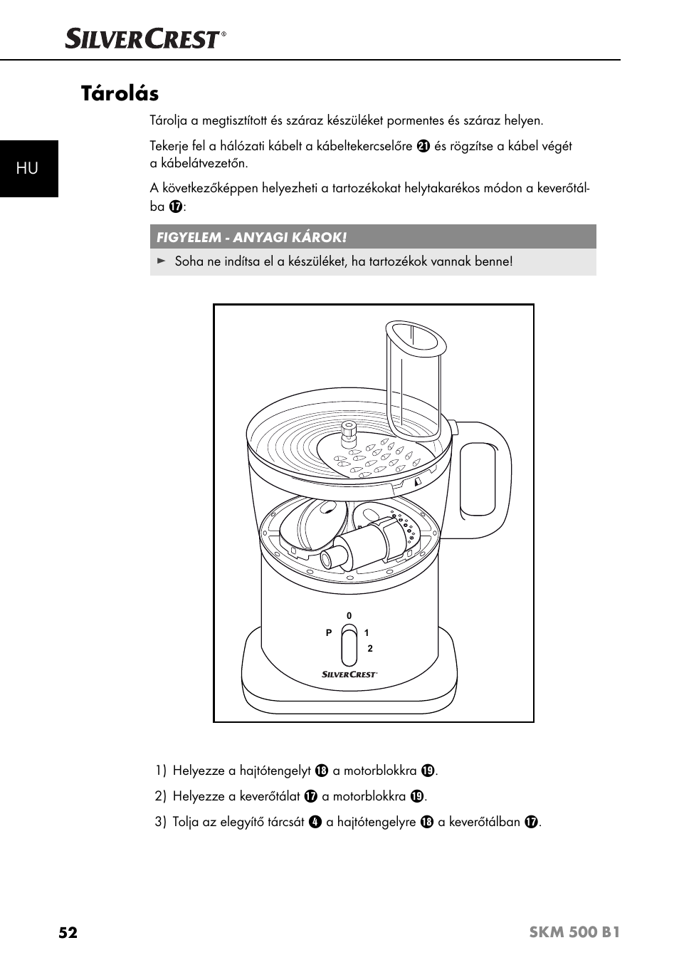 Tárolás | Silvercrest SKM 500 B1 User Manual | Page 55 / 193