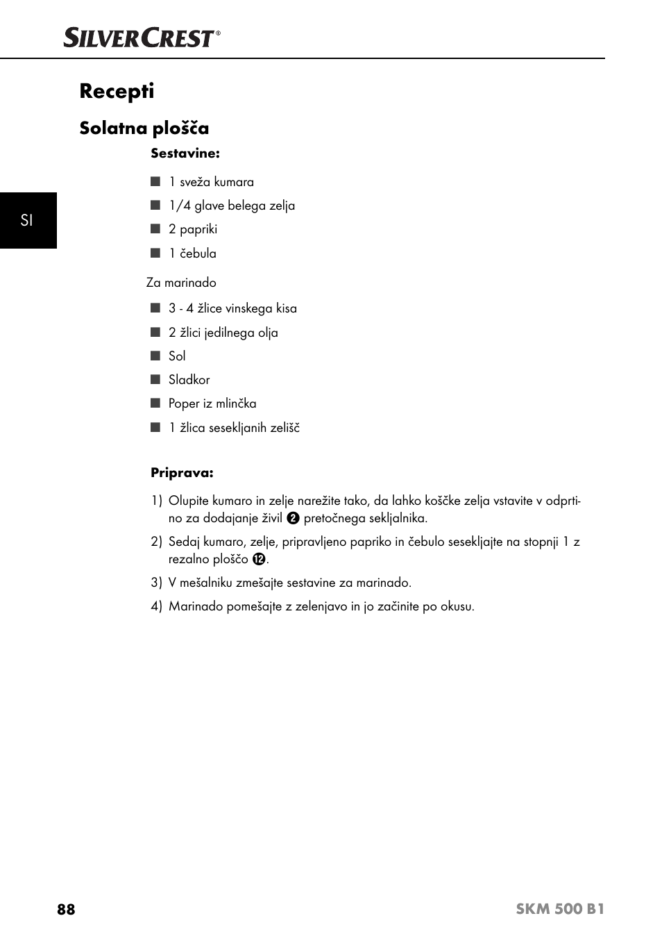 Recepti, Solatna plošča | Silvercrest SKM 500 B1 User Manual | Page 91 / 193