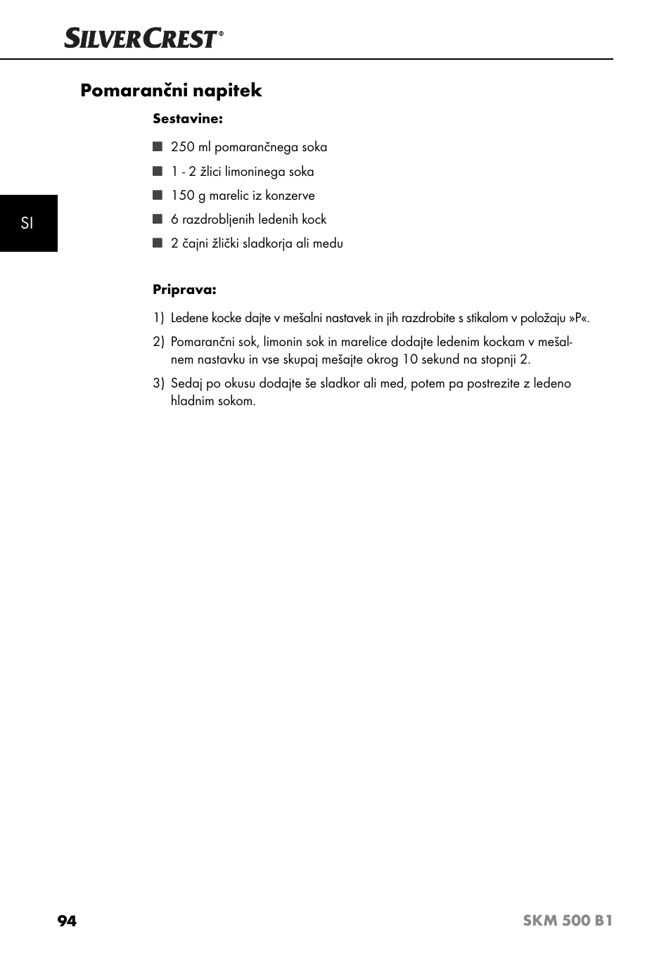 Pomarančni napitek | Silvercrest SKM 500 B1 User Manual | Page 97 / 193