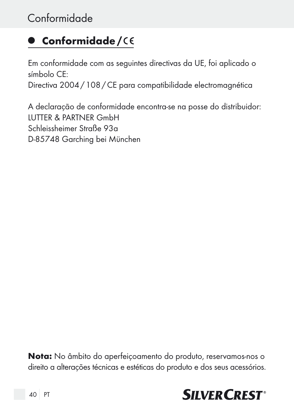 Conformidade | Silvercrest Nose & Ear Hair Trimmer User Manual | Page 40 / 65