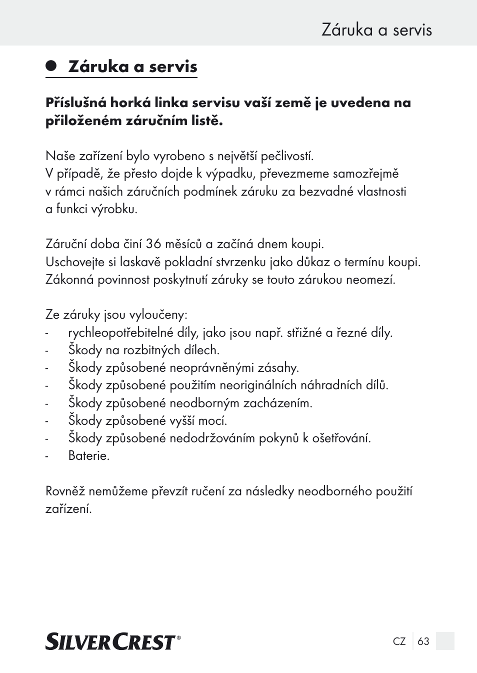 Záruka a servis | Silvercrest Nose & Ear Hair Trimmer User Manual | Page 63 / 89