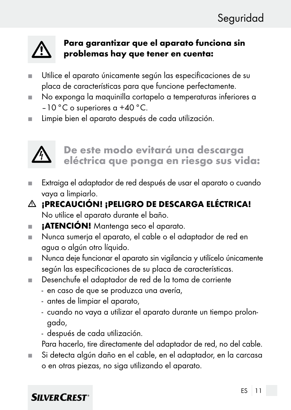 Seguridad | Silvercrest 7133016 User Manual | Page 11 / 95