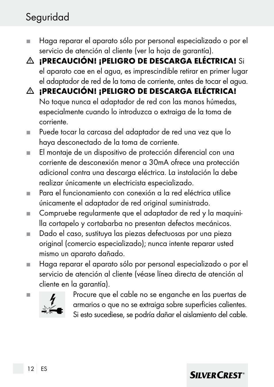 Seguridad | Silvercrest 7133016 User Manual | Page 12 / 95