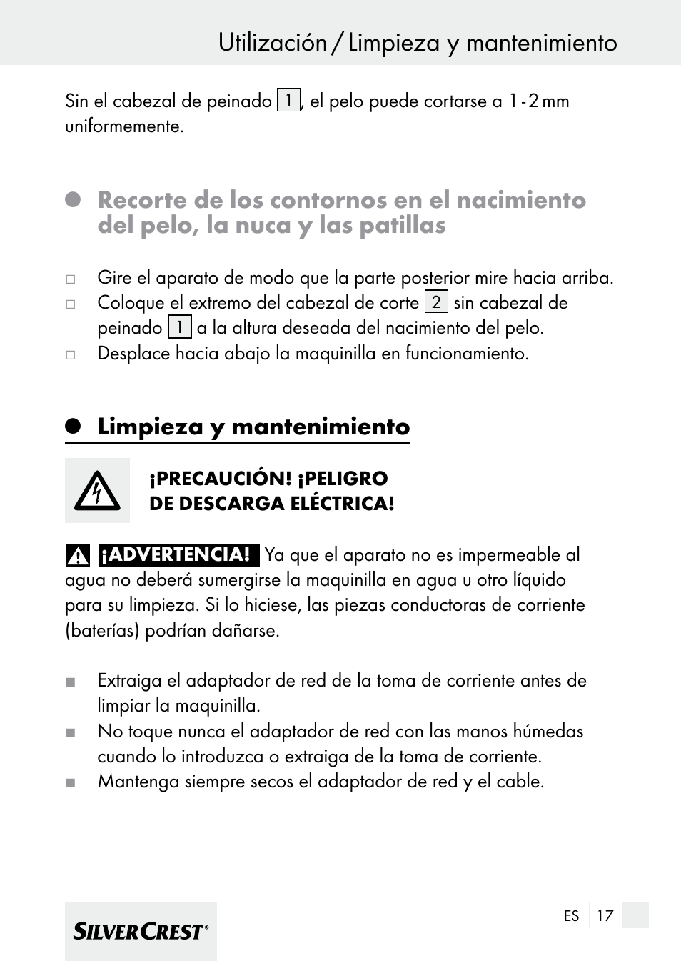 Utilización / limpieza y mantenimiento, Limpieza y mantenimiento | Silvercrest 7133016 User Manual | Page 17 / 95