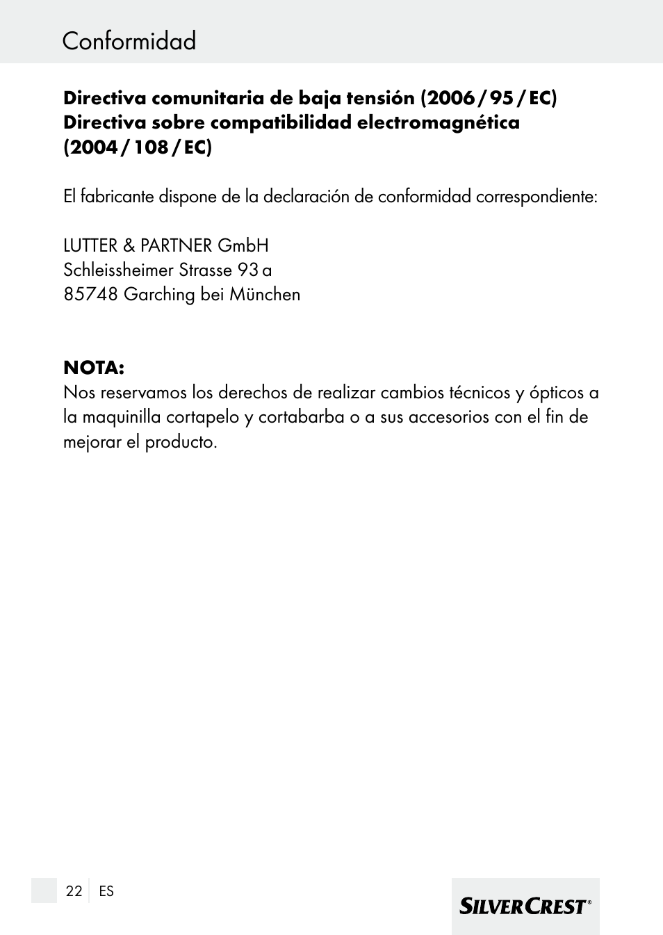 Conformidad | Silvercrest 7133016 User Manual | Page 22 / 95