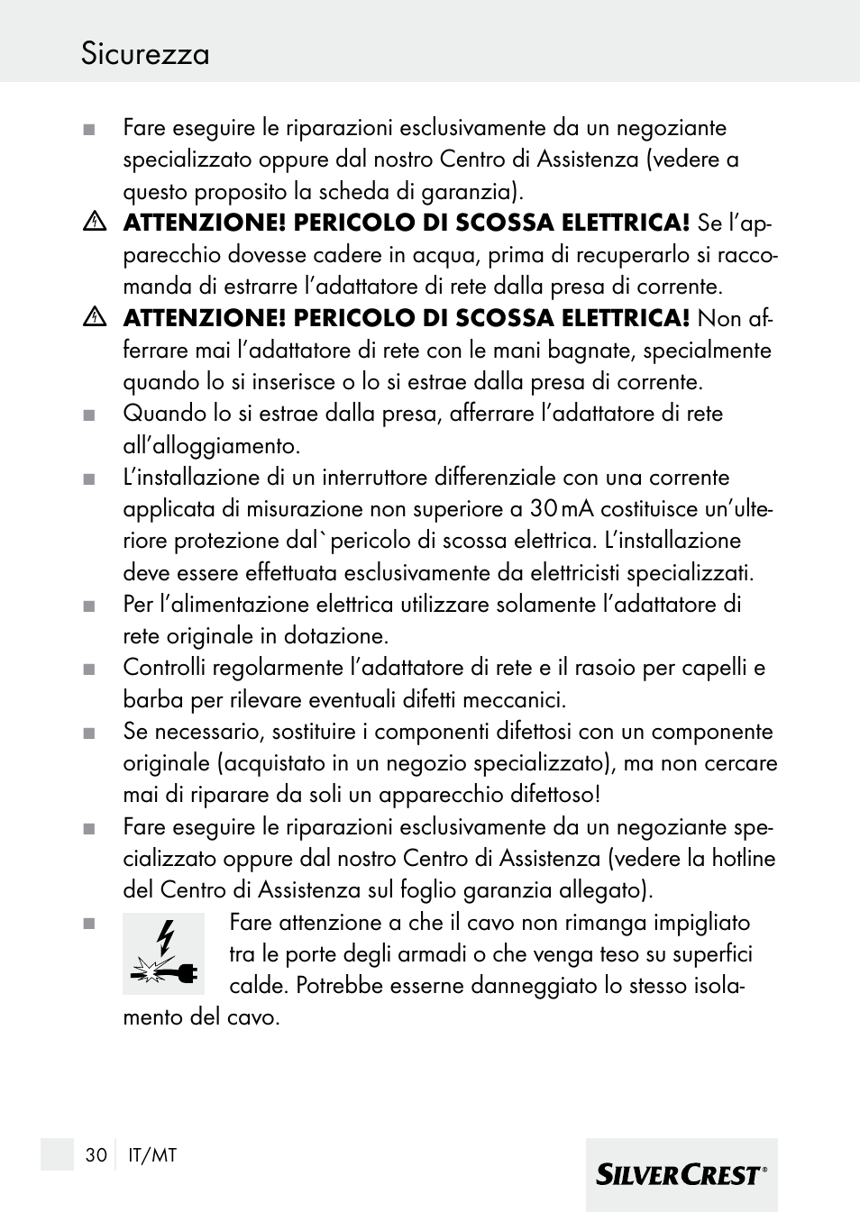 Sicurezza | Silvercrest 7133016 User Manual | Page 30 / 95