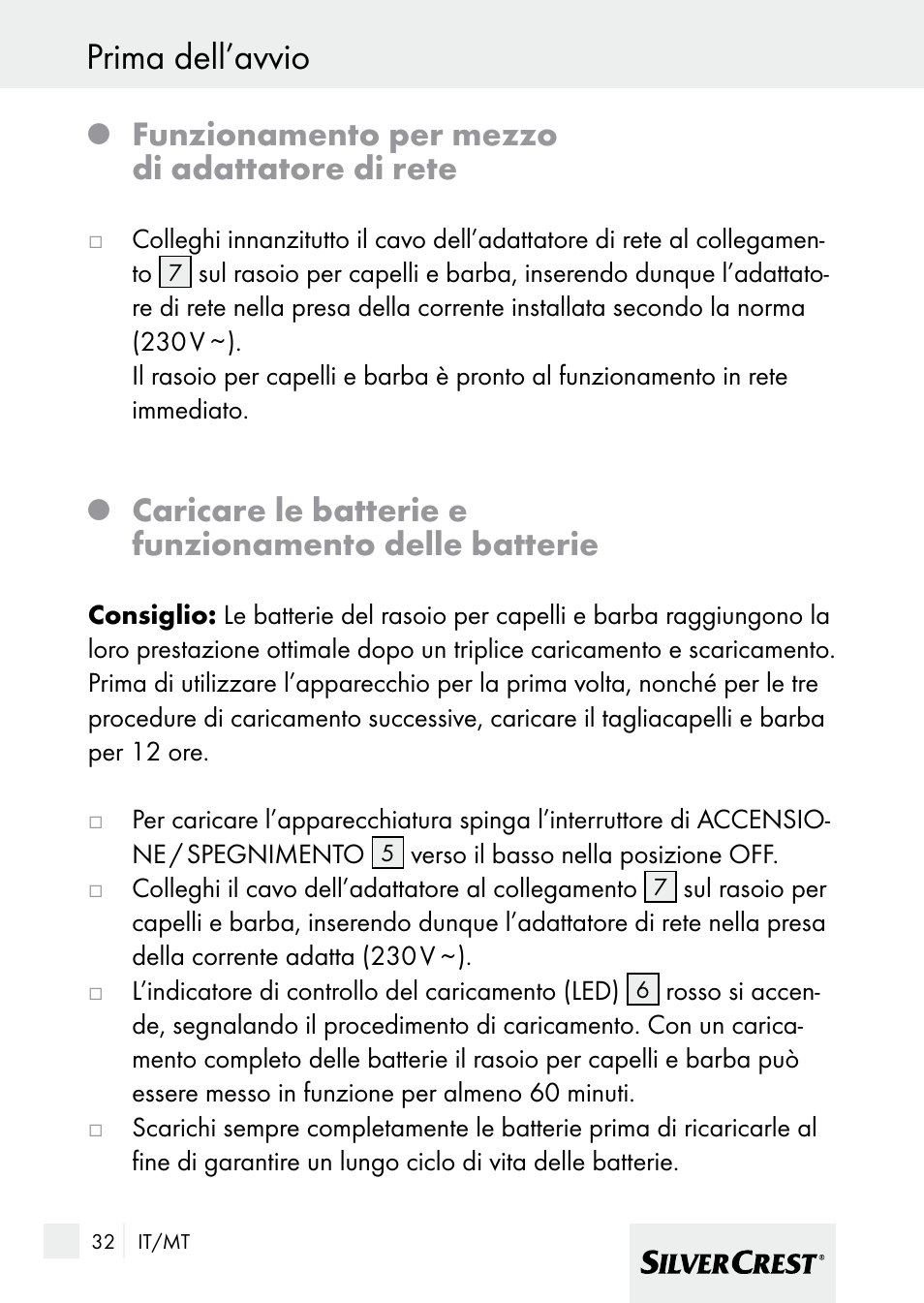 Prima dell’avvio, Funzionamento per mezzo di adattatore di rete | Silvercrest 7133016 User Manual | Page 32 / 95