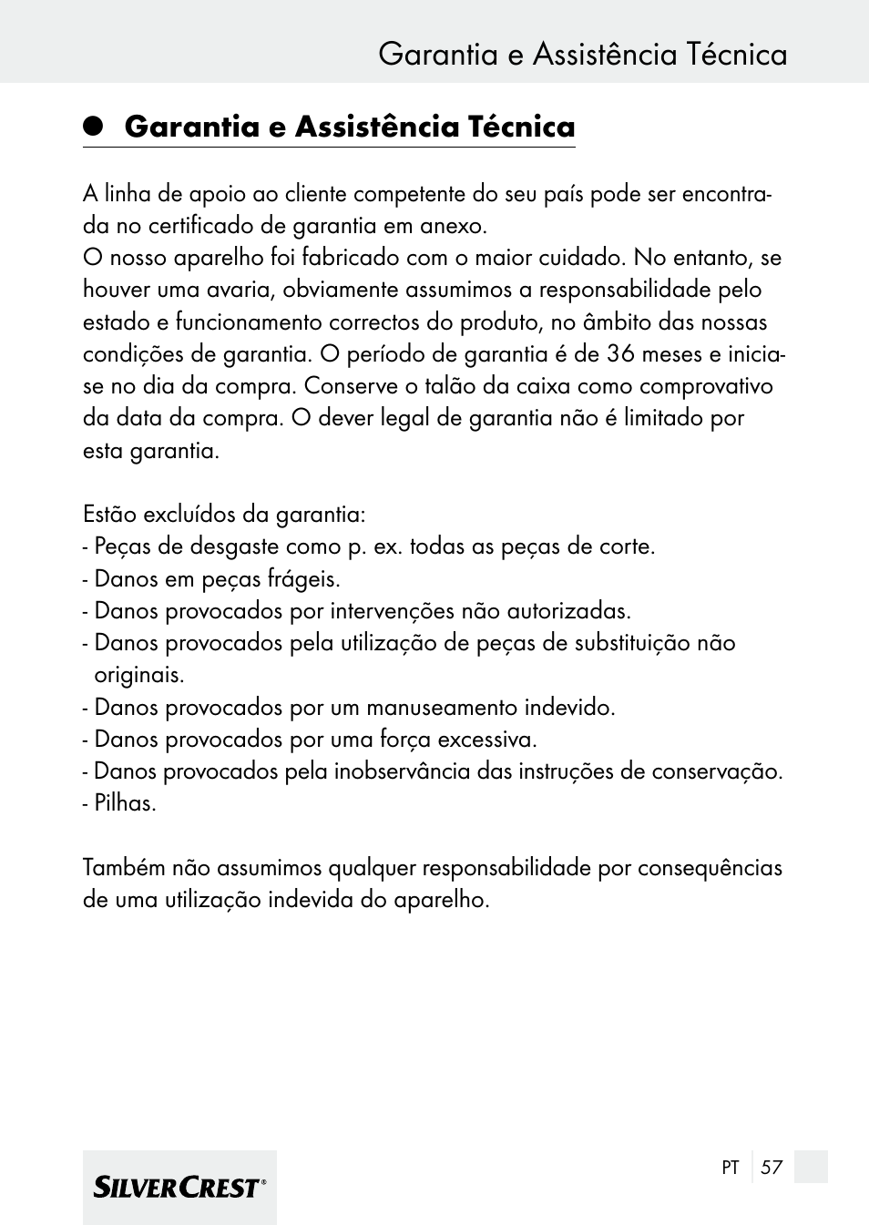 Garantia e assistência técnica | Silvercrest 7133016 User Manual | Page 57 / 95